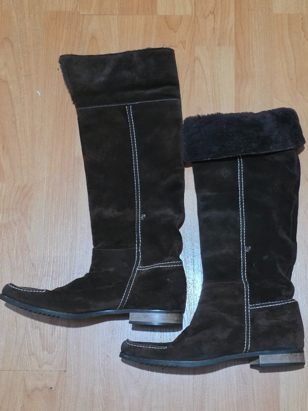 Escada Sport Brown Suede Tall Fold-Over Boots EU 38